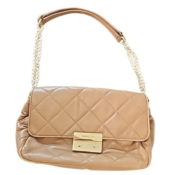 Michael Kors Quilted Leather Shoulder Bag Tan - Picture 1 of 9